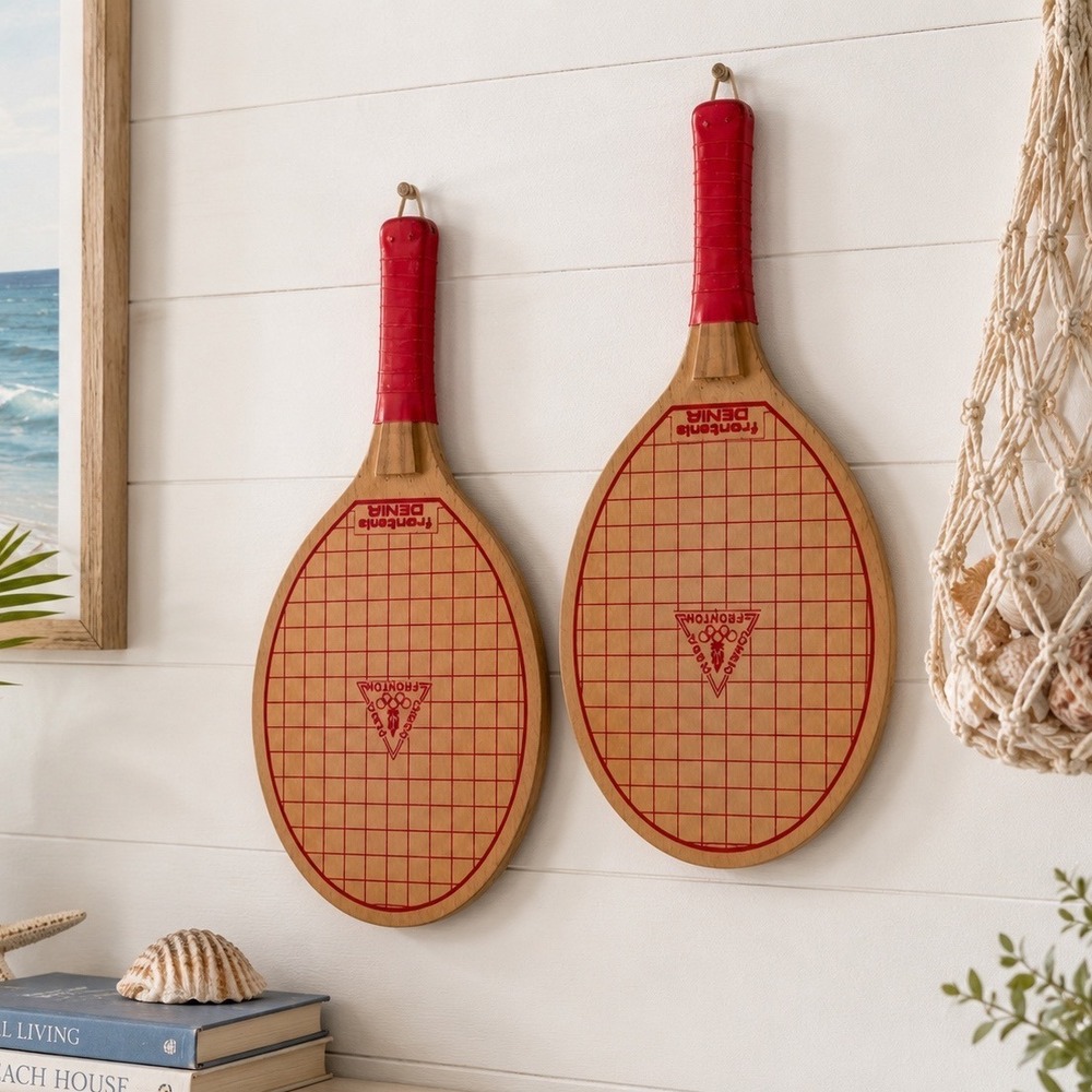 Vintage Spanish Wooden Beach Paddles Set of 2 Campo Playa Frontonis Dénia Spain